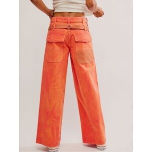 FREE PEOPLE We The Free Waterfall Baggy Wide Leg Jeans Oklahoma Sun Utility Pant